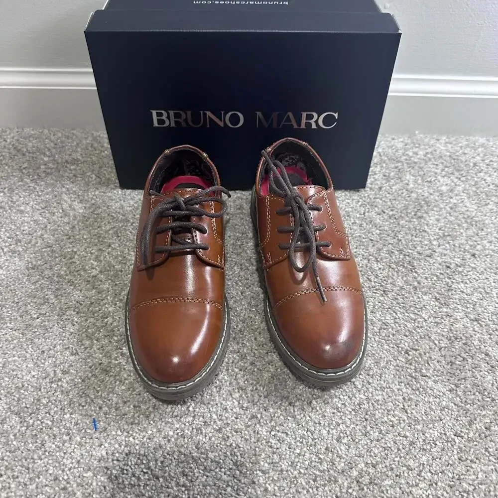 Bruno Marc Boy's Cap-Toe PU Leather Oxford Formal Dress Shoes, Sz 11T